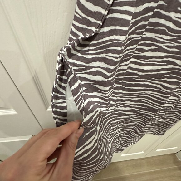 LOFT Zebra Brown White Sleeveless Pocket Linen Shift Dress - Picture 6 of 6